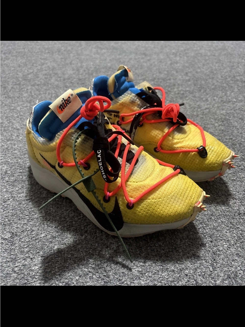 Size 6 - Nike x Off White Vapor Street Tour Yellow Black Spikes Running Shoes